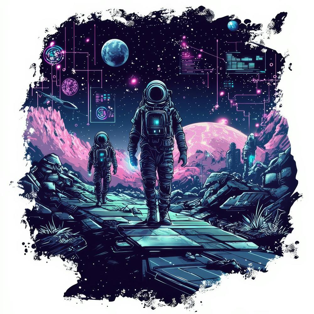 Space Explorers.Generated AI. Wall 1
