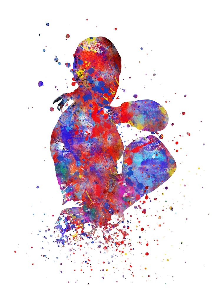 Boxing Girl Female Boxer Watercolor 2