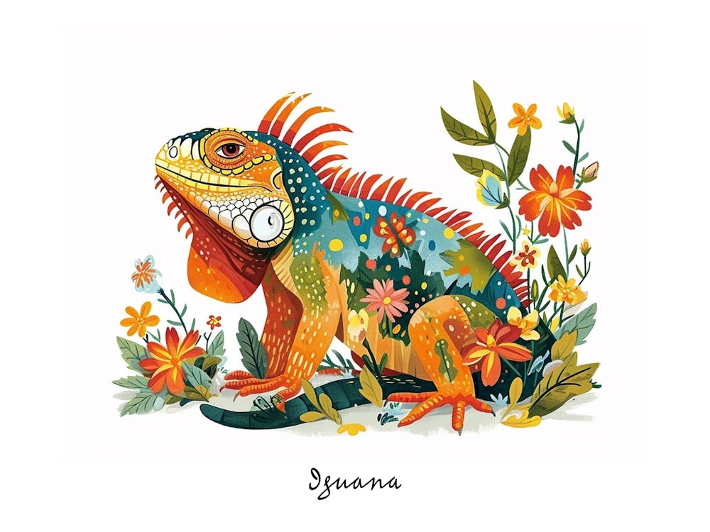 Little Floral Iguana 1 Poster