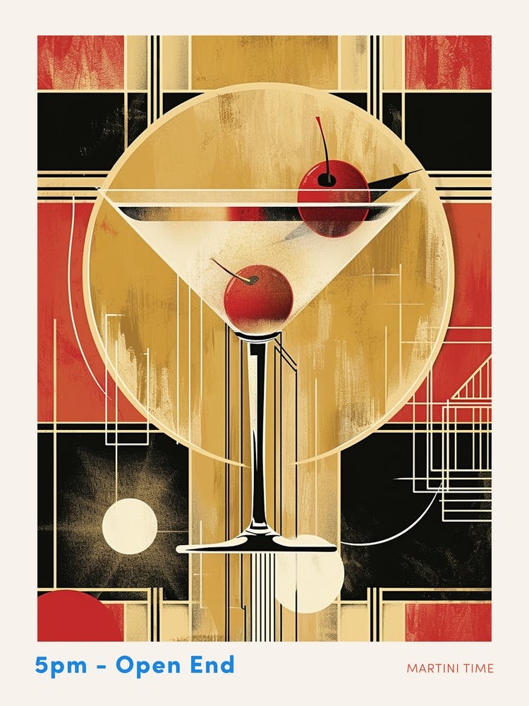Art Deco Cocktail In Martini Glass 1 Poster