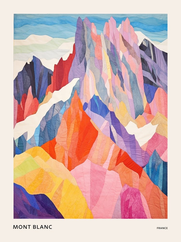Mont Blanc France 4 Colourful Mountain Illustration Poster