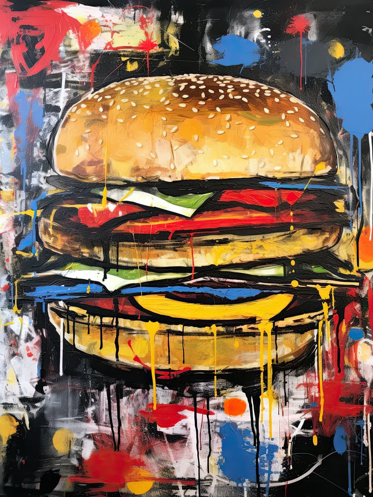 Burger graffiti Basquiat style food