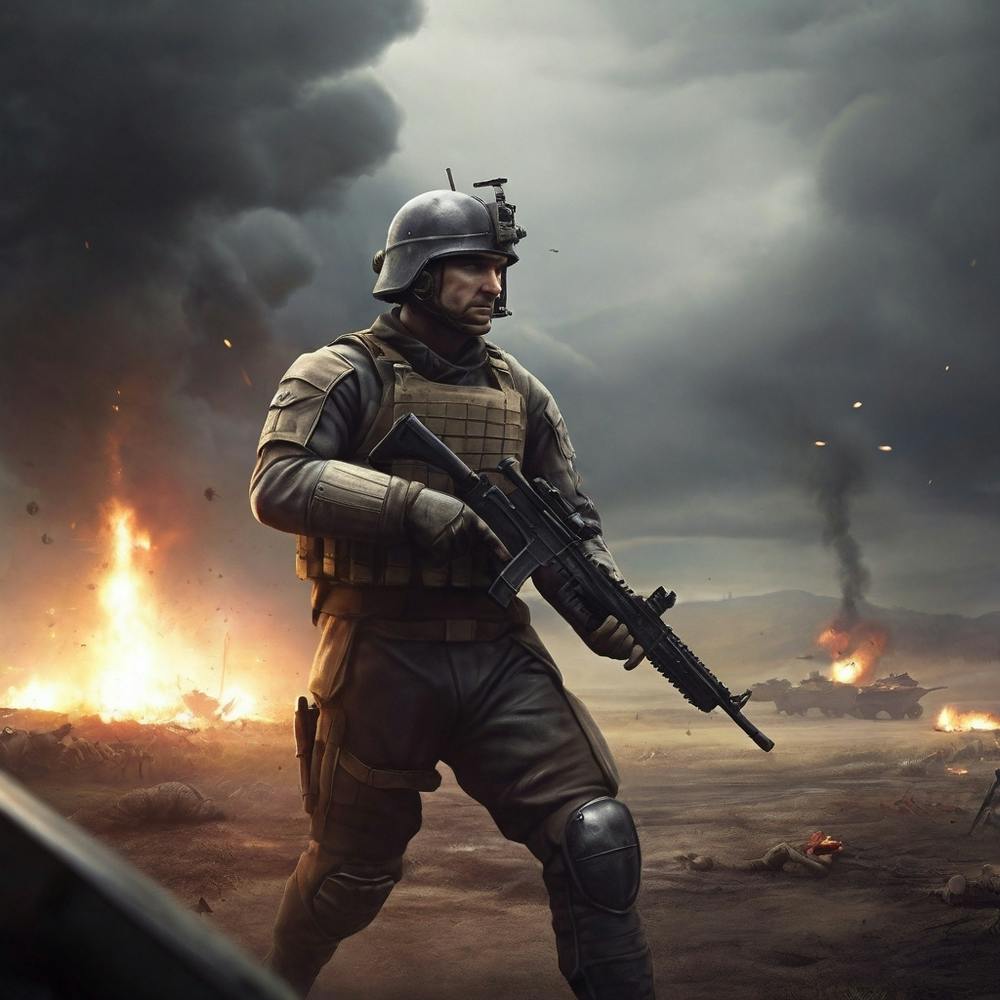 Soldier In Field Of Battle