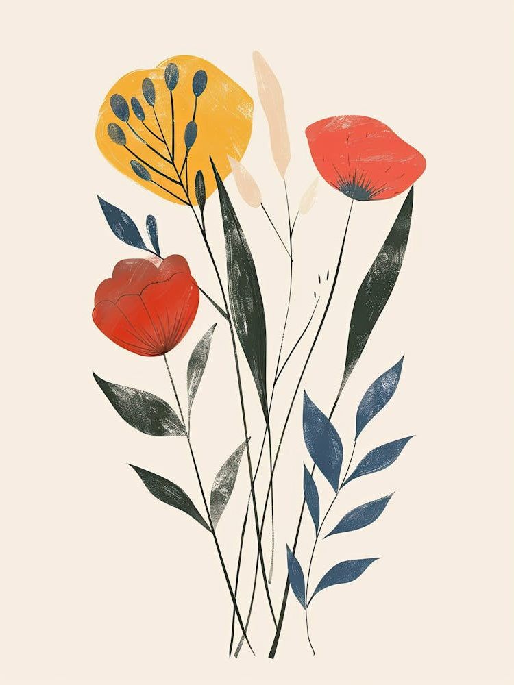 Flowers In A Vase, Boho, Minimalism