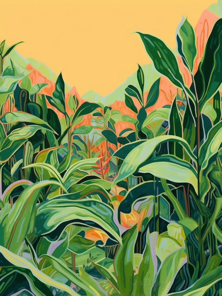 Boho Plant Painting Dracaena Lemon Lime 1