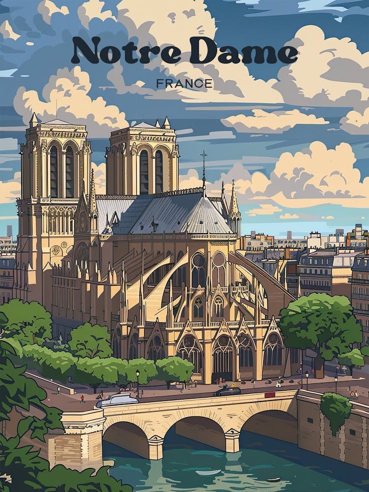 Notre Dame Catholic Cathedral Travel Illustration