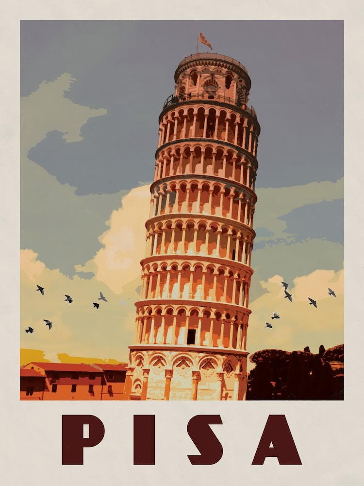 Pisa Italy Travel Poster