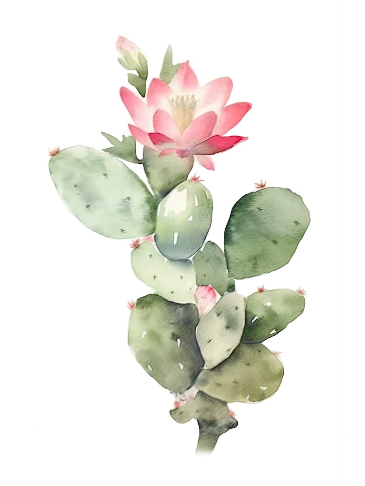 Ladyfinger Cactus Watercolour Drawing 2