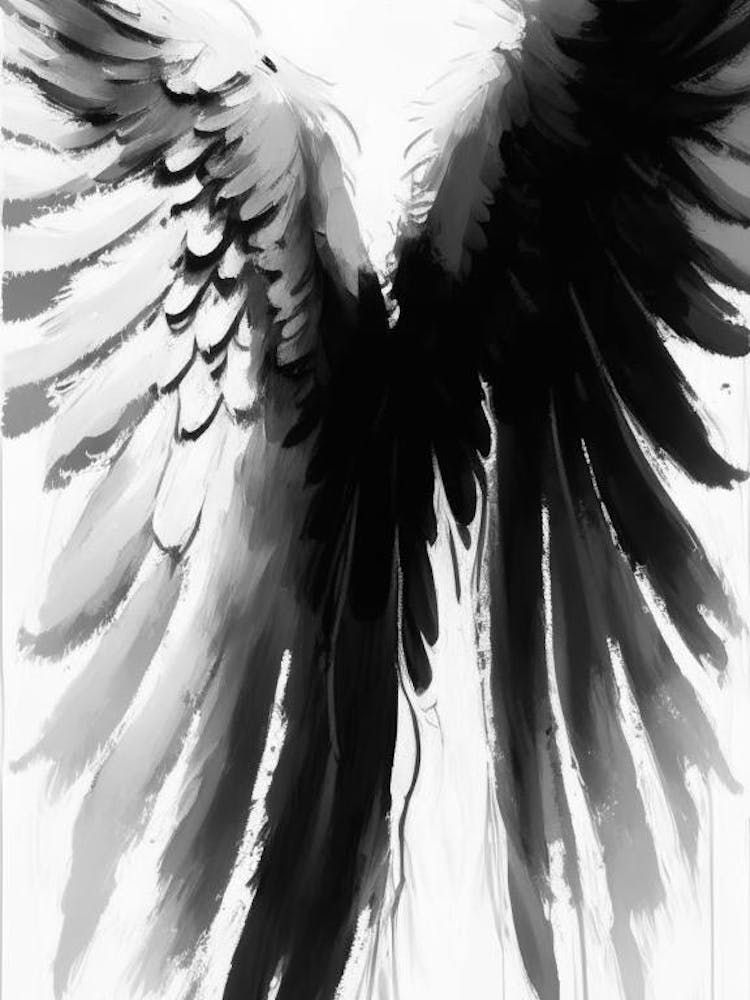Angel Wings 1, Symbol Black And White Painting