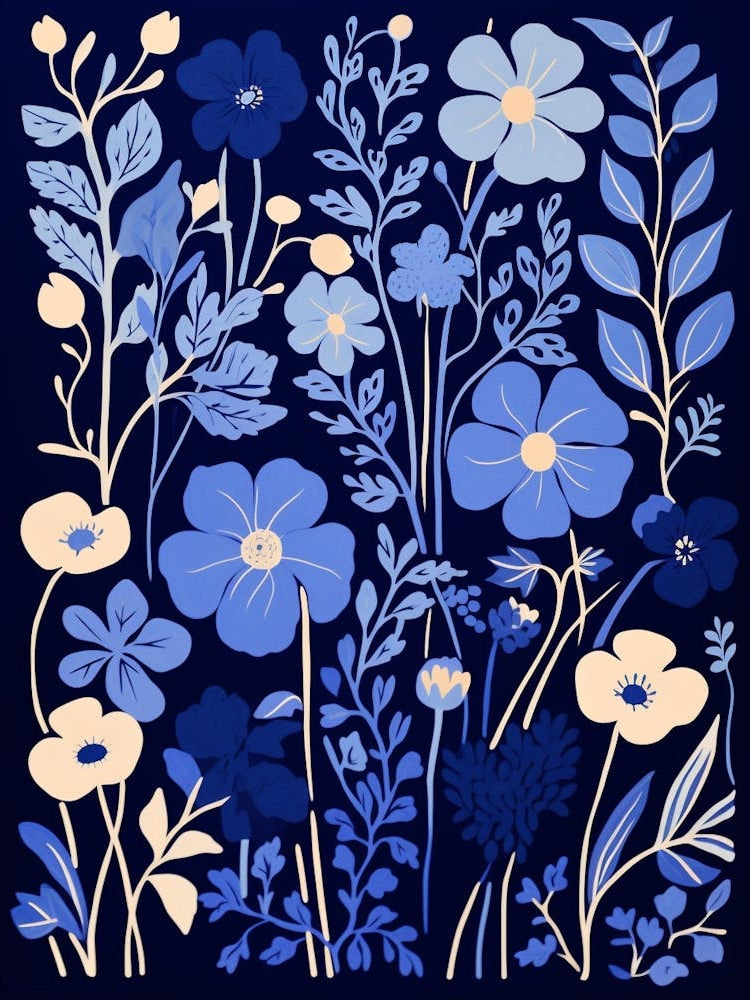 Blue Flower Illustration Gypsophila 1