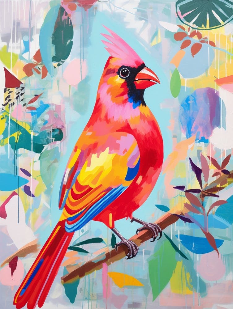 Colourful Bird Painting Cardinal 3