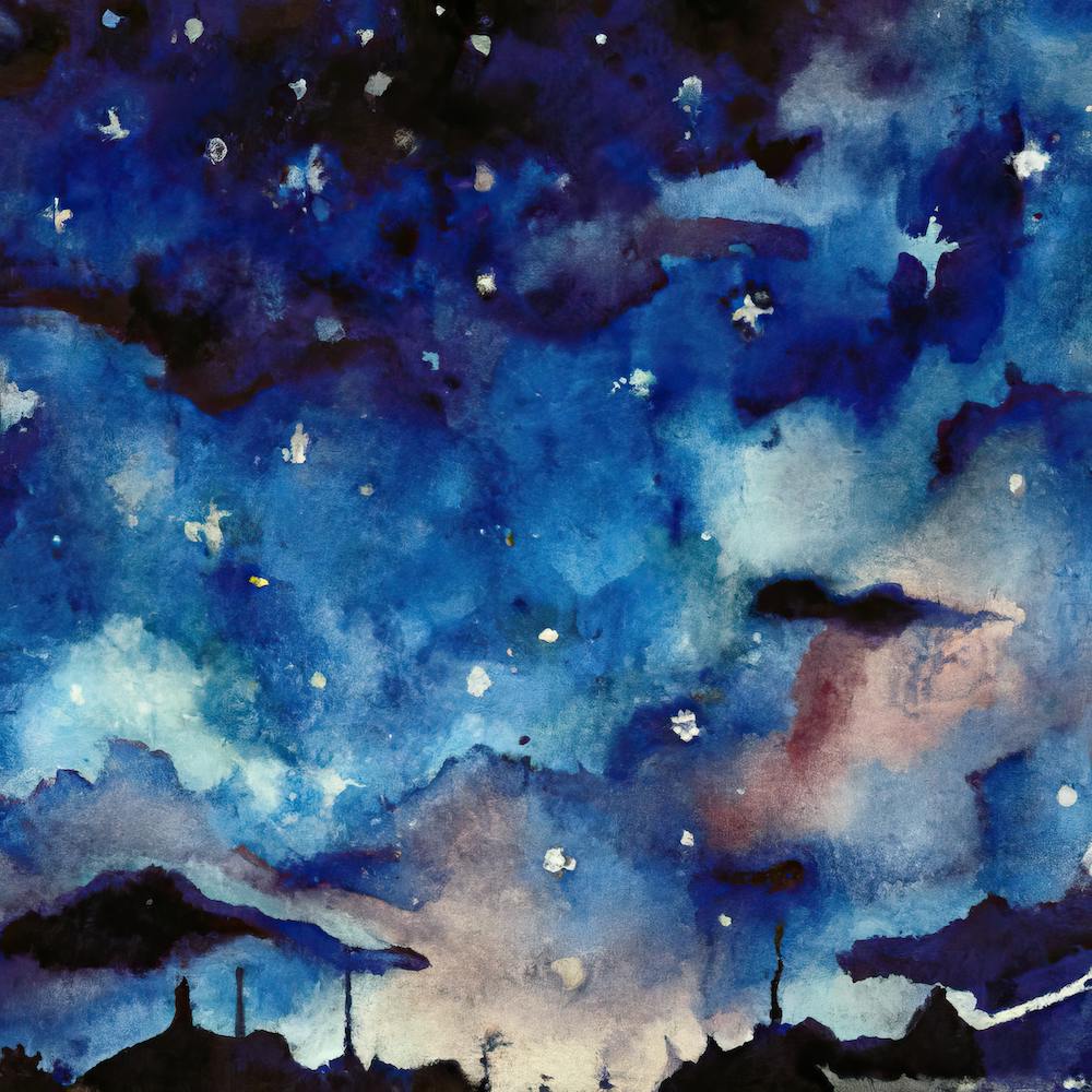 Watercolor Of Night Sky Watercolor Painting