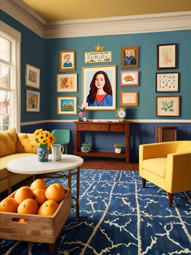 Blue And Yellow Living Room