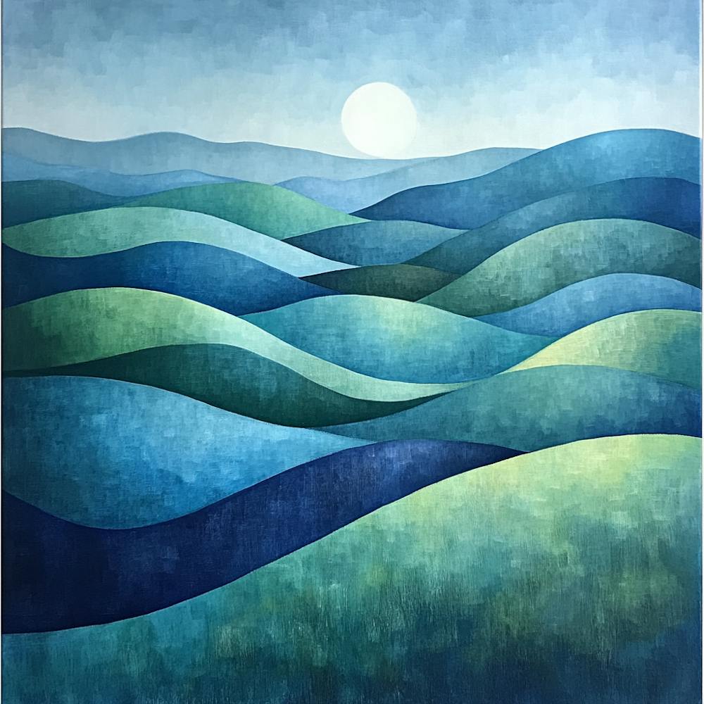 Moon And The Waves Canvas Print