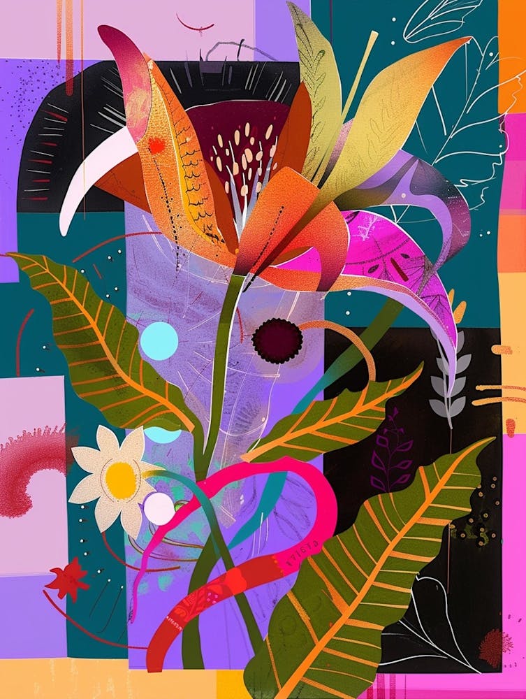 Moonflower 1 Neon Blumen Collage