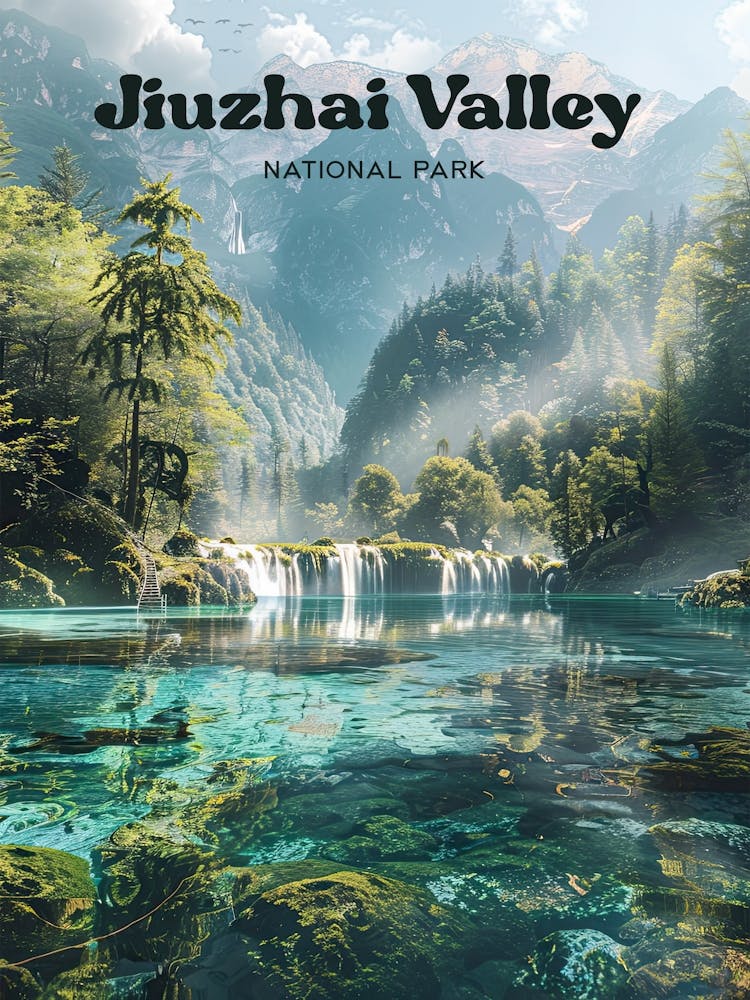 Jiuzhai Valley National Park Breathtaking Travel Art