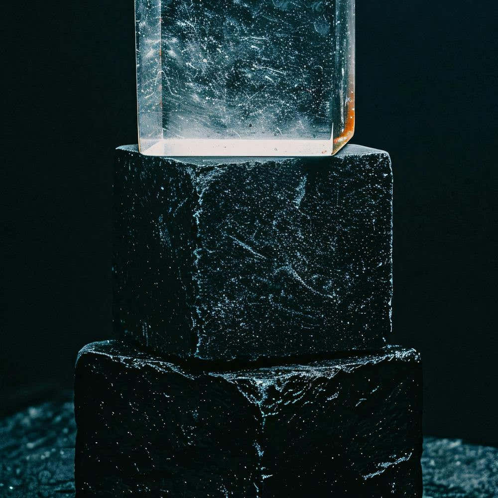 Ice Block On Black Background