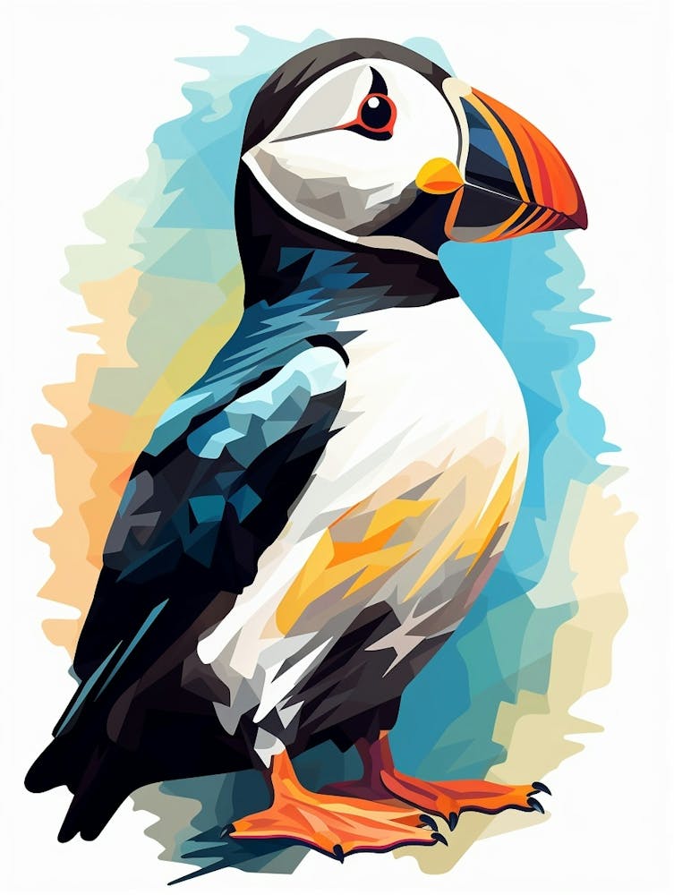 Colourful Geometric Bird Puffin 1