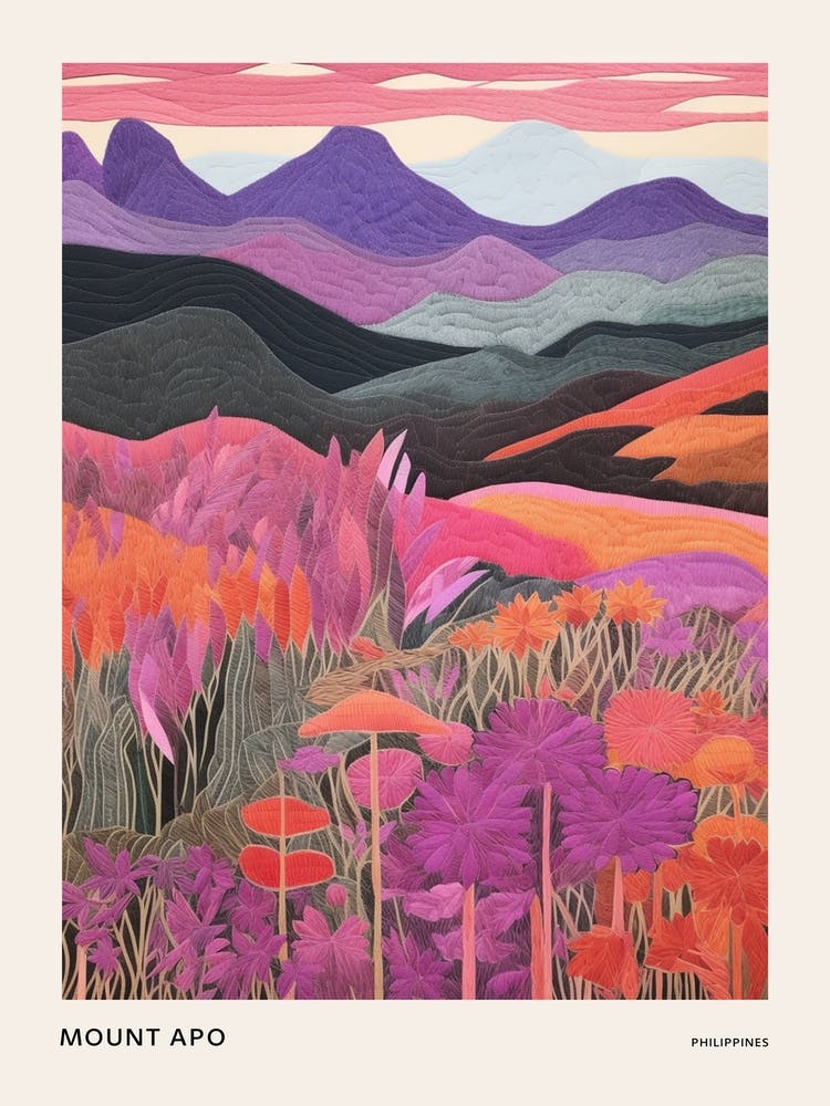 Mount Apo Philippines 1 Colourful Mountain Illustration Poster