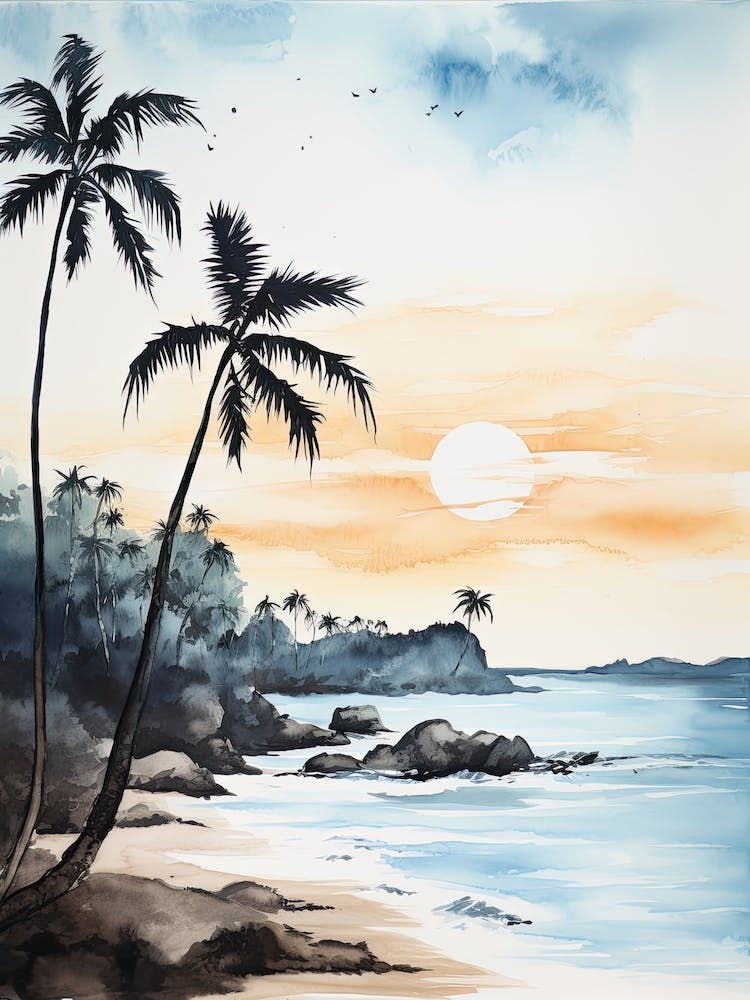 Watercolour Of Playa Manuel Antonio   Manuel Antonio National Park Costa Rica 3