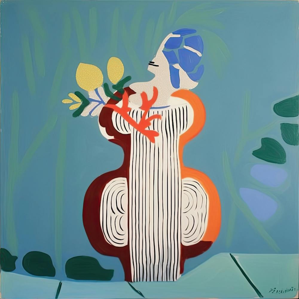 Ceramic Vase With Flowers, The Matisse Inspired Art Collection