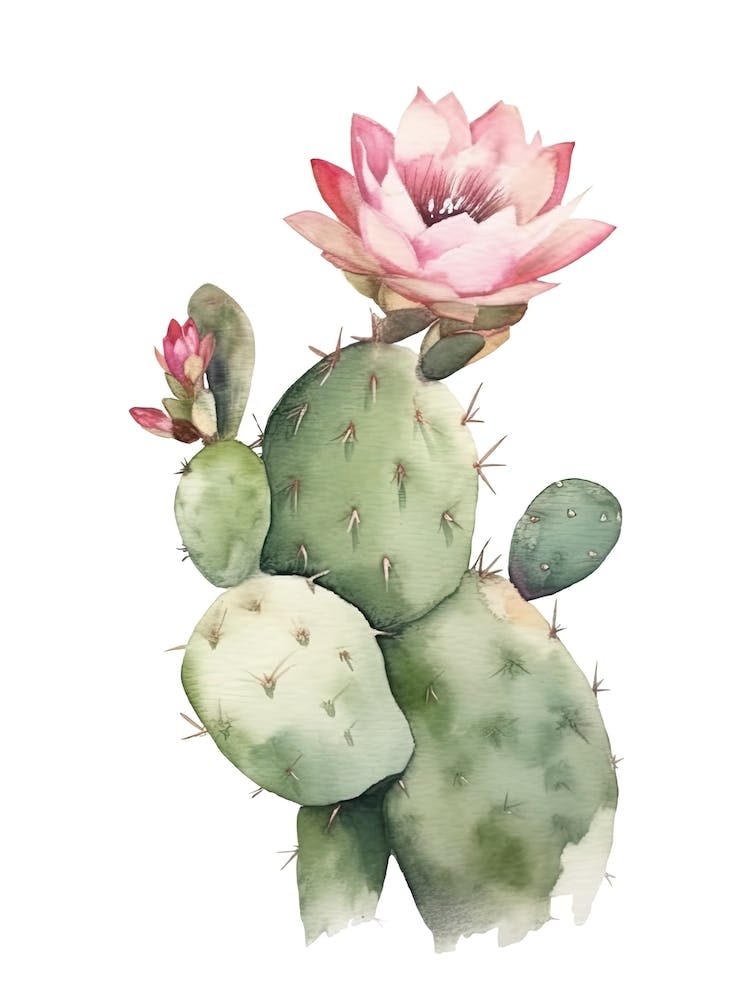 Rat Tail Cactus Watercolour Drawing 1