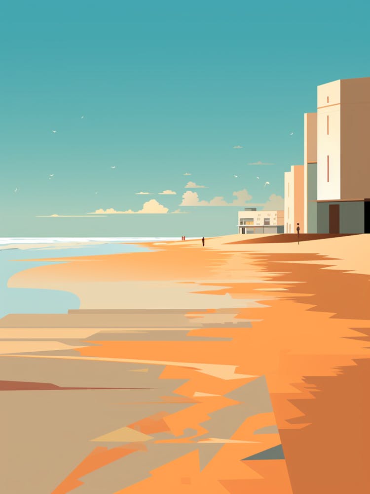 Art Holkham Bay Beach Norfolk Mediterranean Style Illustration 3