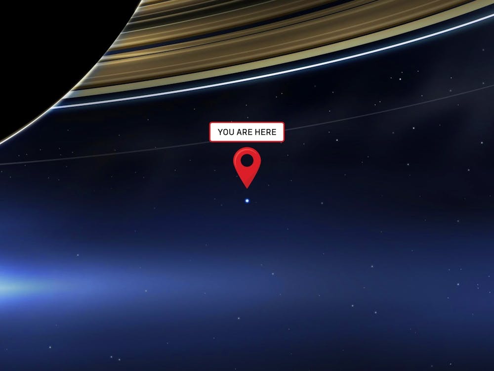 You are here: Cassini, Pale Blue Dot — space poster