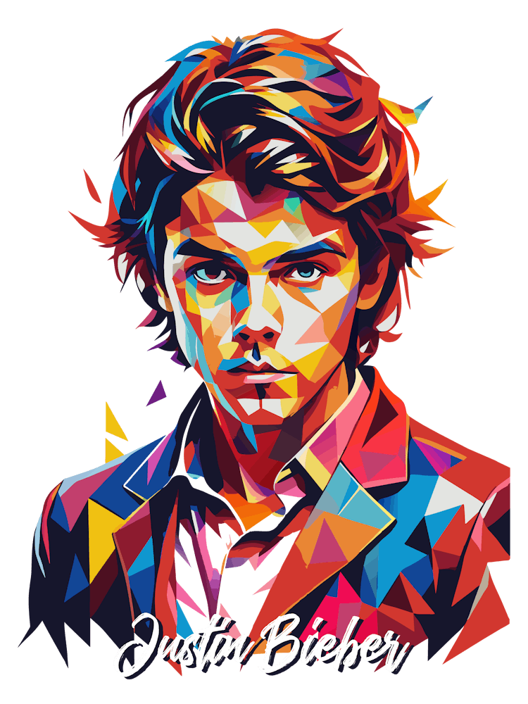Justin Bieber 01 Portrait Music Icon Style WPAP Pop Art
