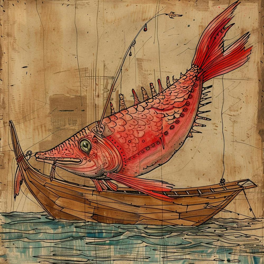 Red Fish In A Boat