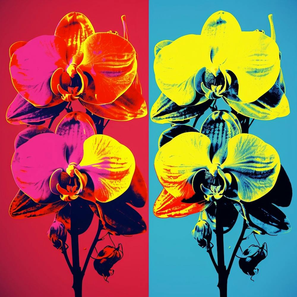 Andy Warhol Style Pop Art Flowers Orchid 3 Square