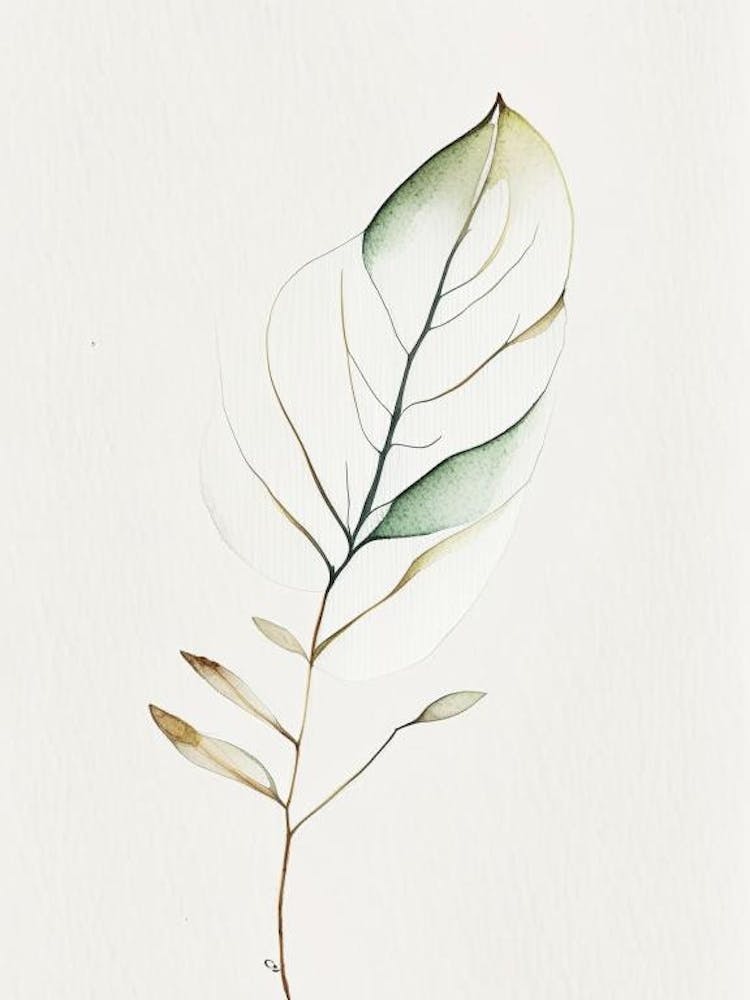 Vanilla Leaf Minimalist Watercolour 1