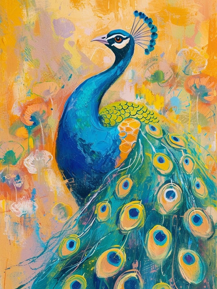 Peacock Mustard Brushstroke