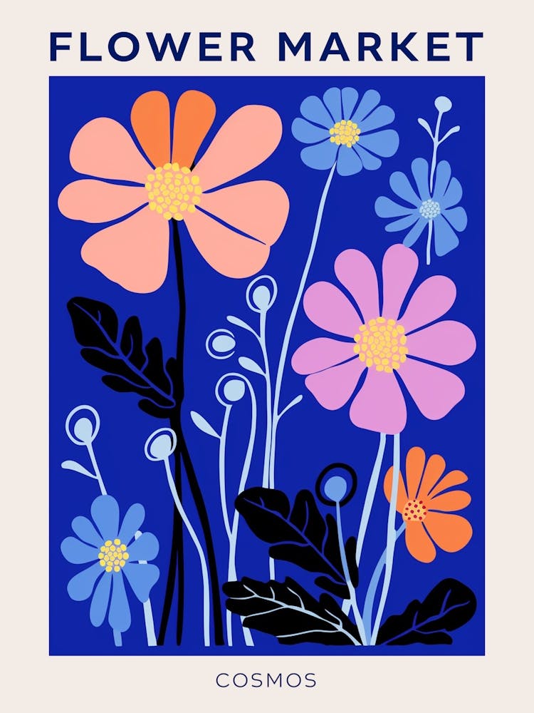 Blue Flower Market Poster Cosmos 2