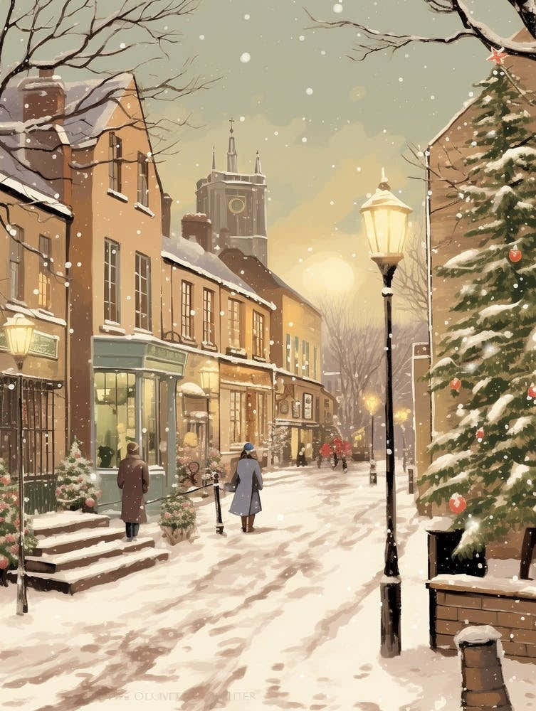 Vintage Winter Illustration Nottingham United Kingdom 3