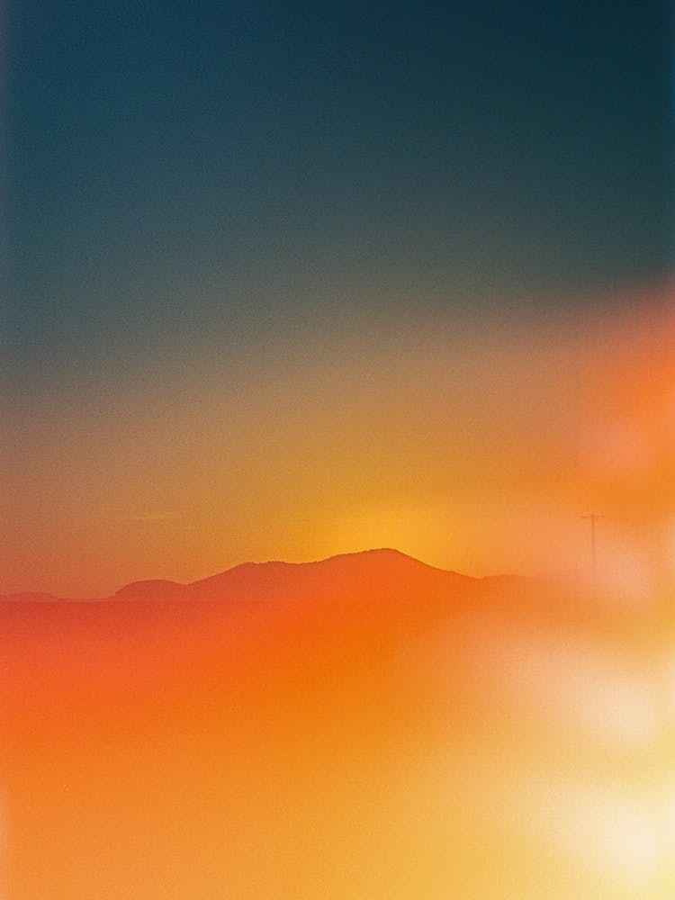 Abstract Sunset Flare Of Southern France Mountain