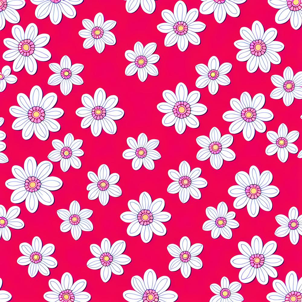 Daisy pattern, white flowers on pink background