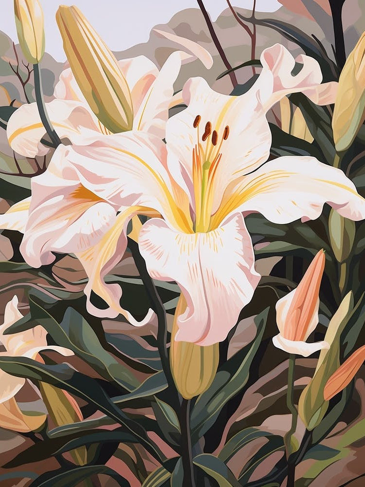 Lily 3 Flower Painting