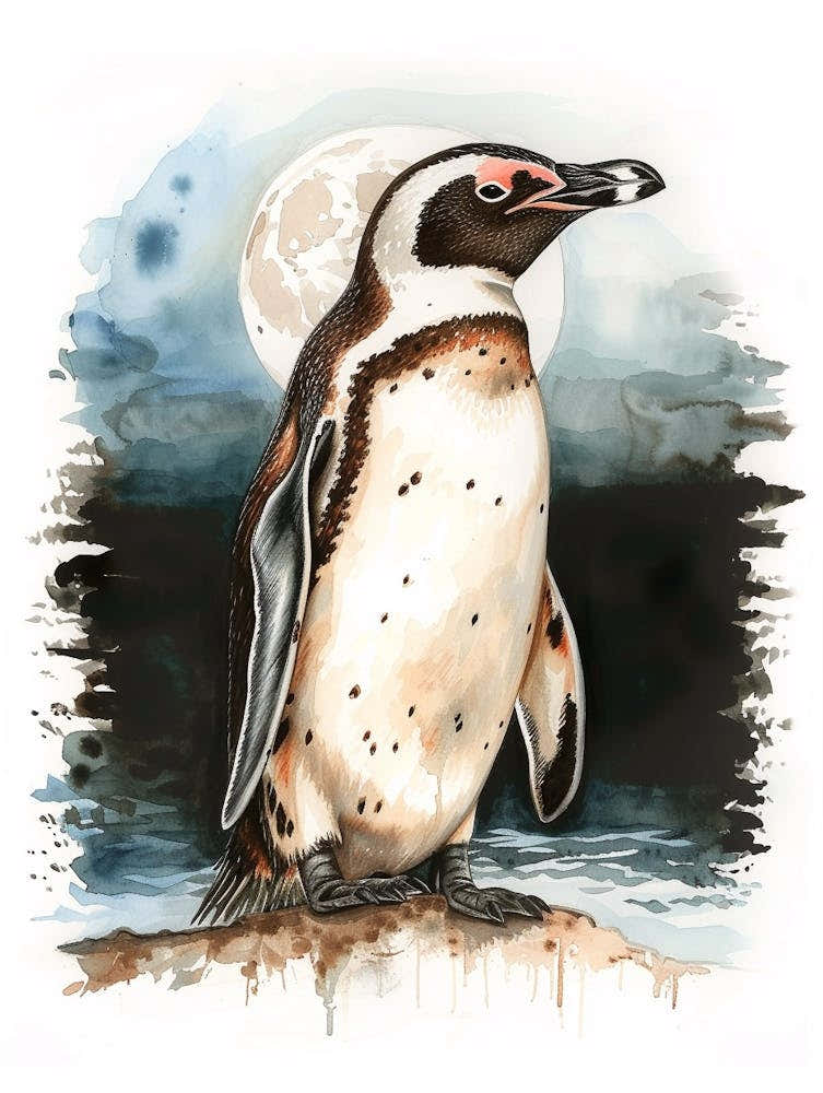 Humboldt Penguin Isabela Island Watercolour Painting 4