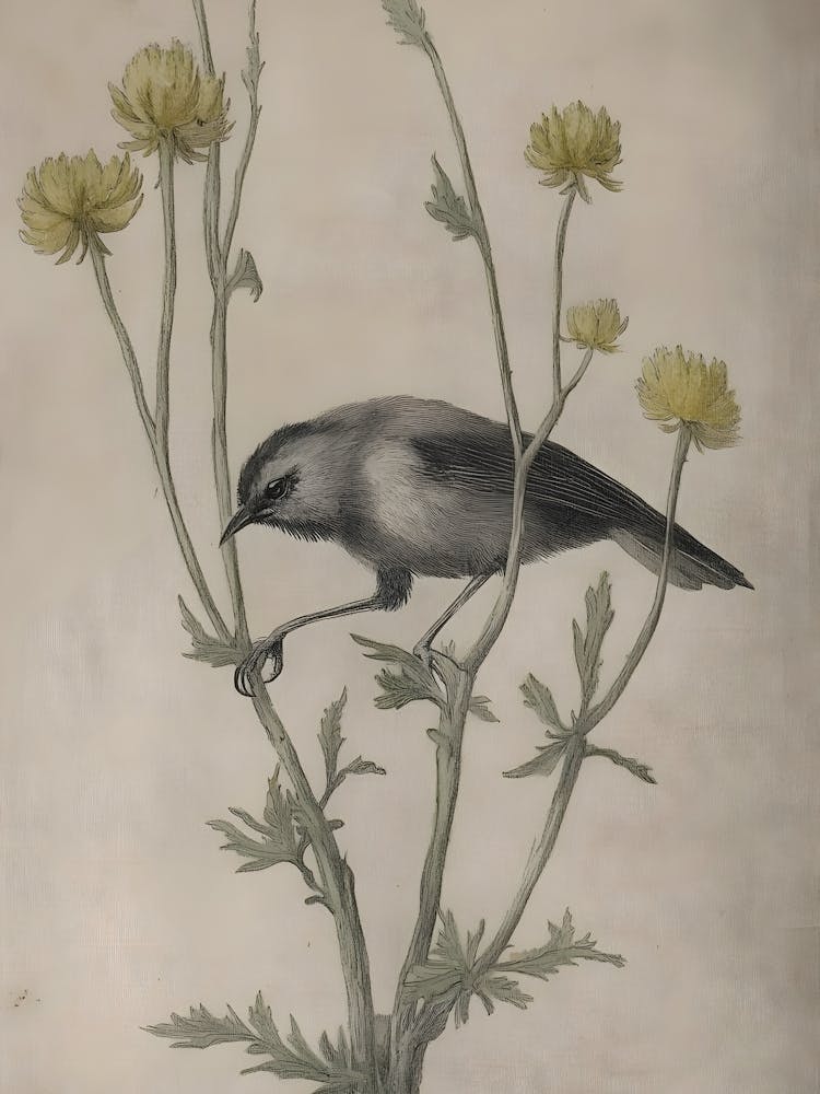 Bird Perched On A Flower