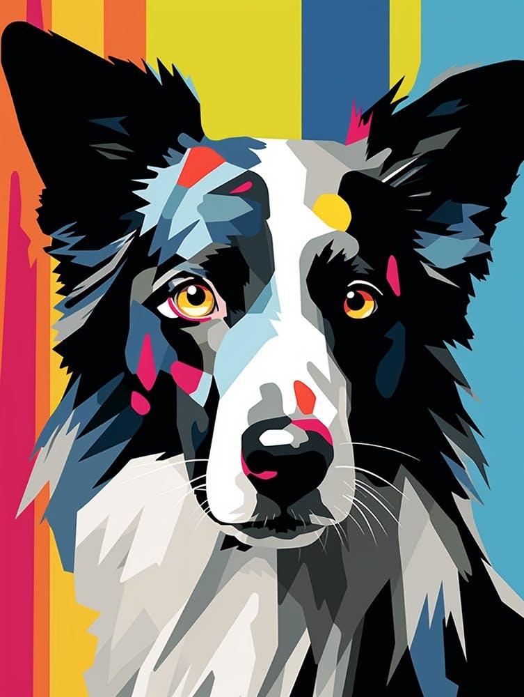 Pop Art Bright Border Collie 4