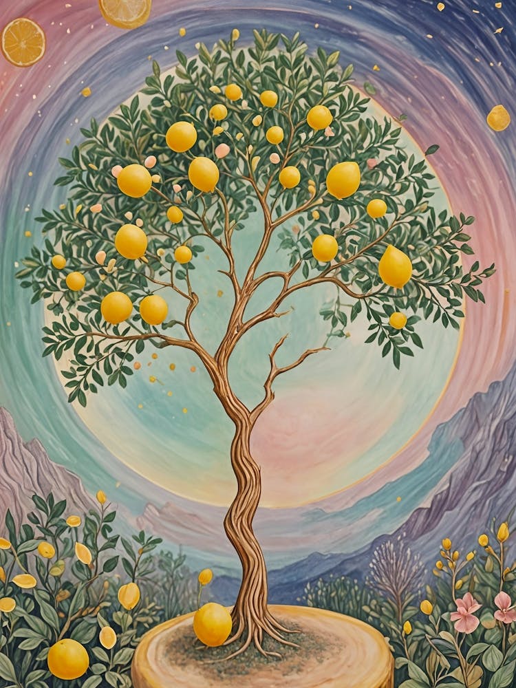 Whimsical Cosmic Lemon Tree no1