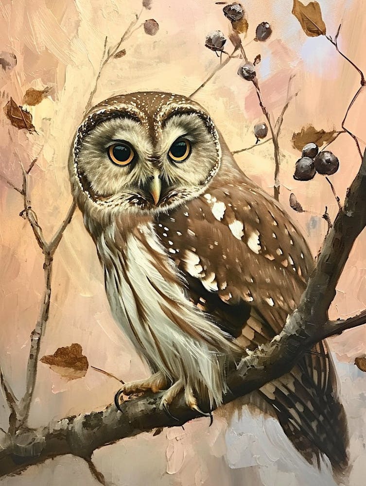 Boreal Owl Painting 1