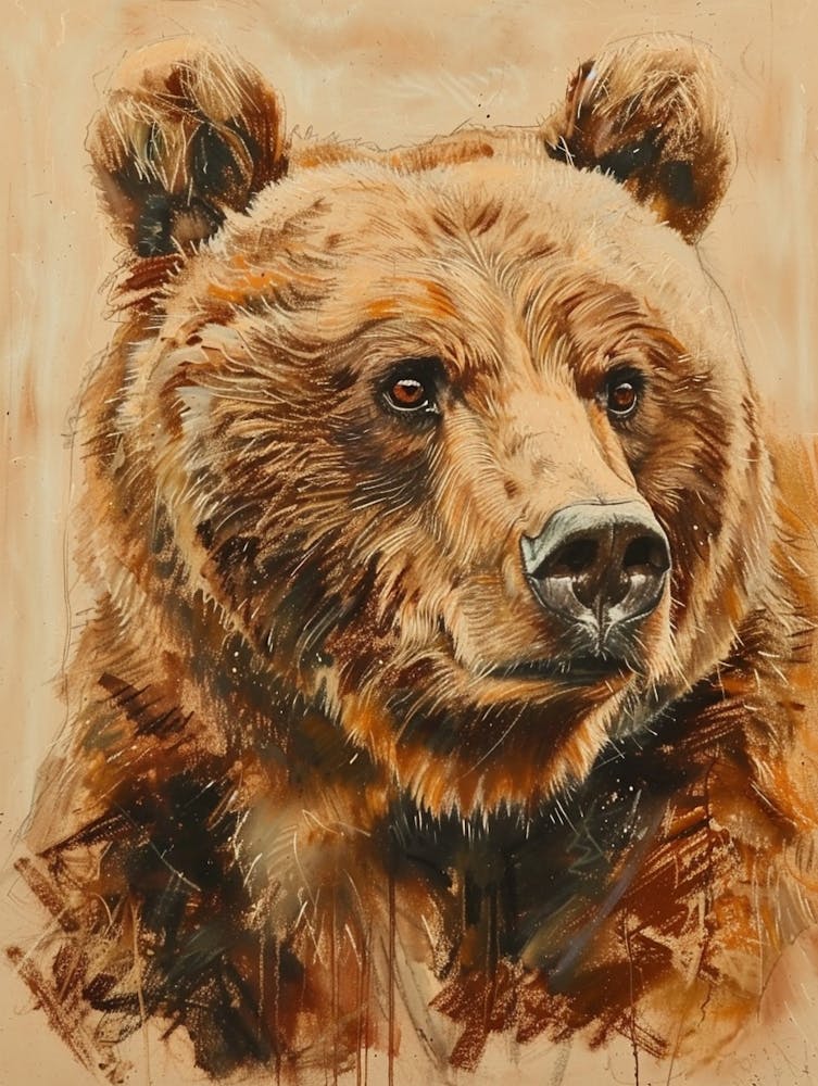 Brown Bear Pastel Watercolour 4