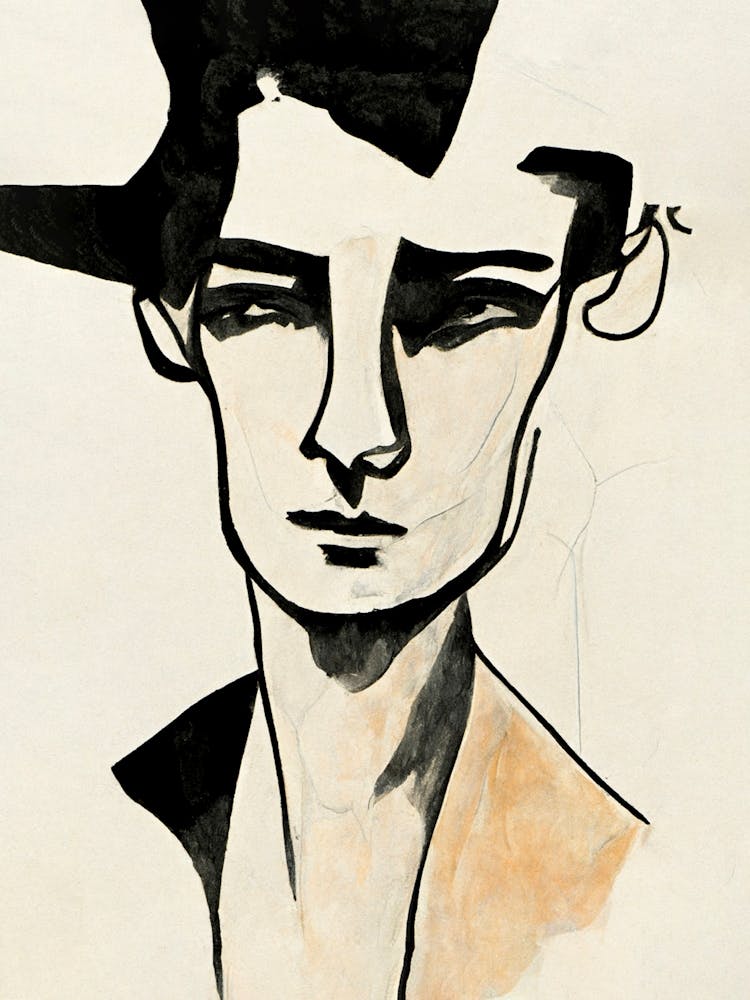 Male Sketch Portrait Line