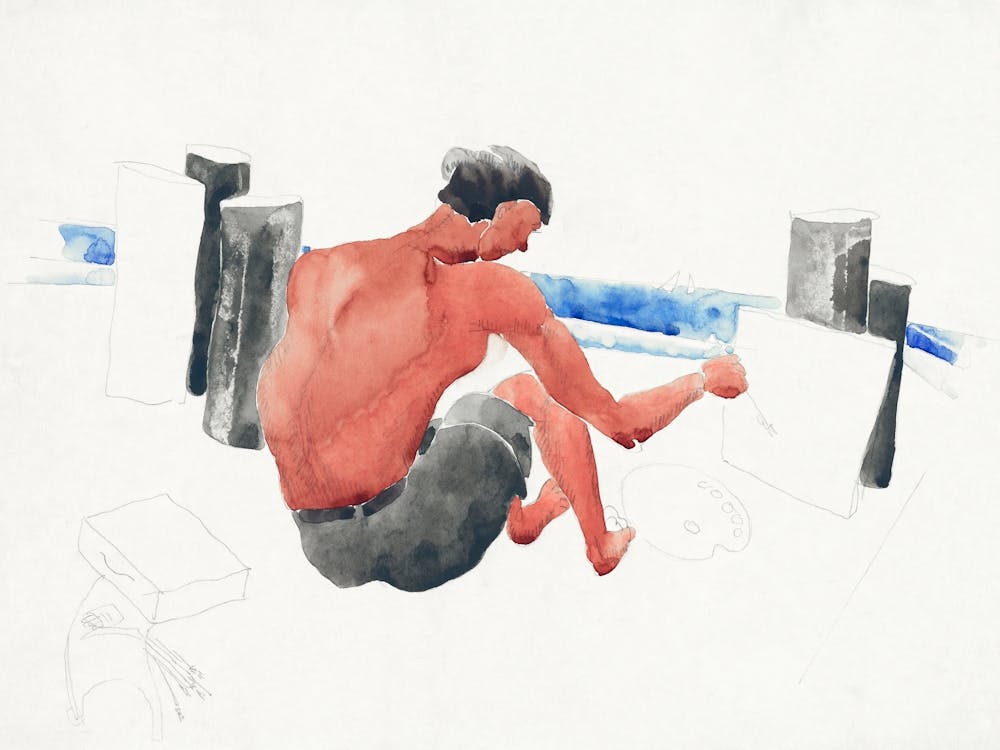 The Artist on the Beach Sketching (ca.1934), Charles Demuth