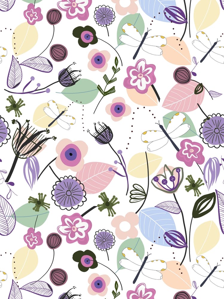 Dragonfly Pastel Floral 