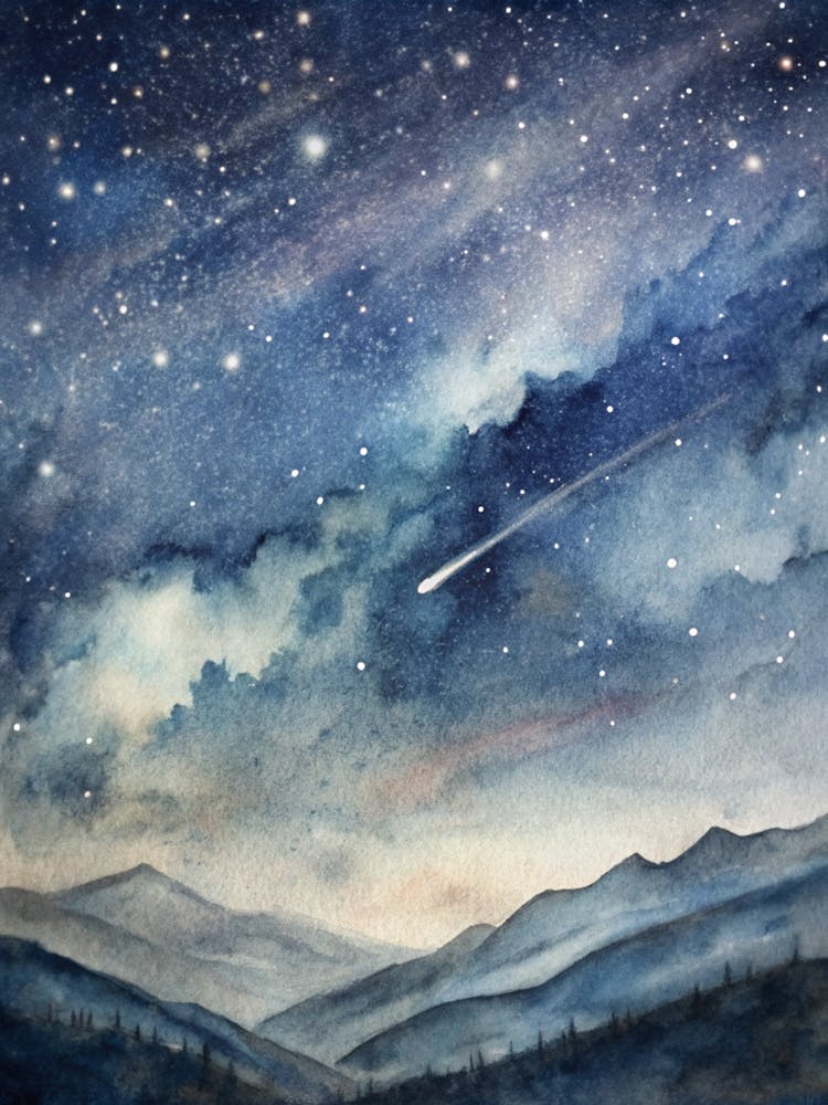 Eine Minimalistische Darstellung Eines Meteoritenschauers Streakin