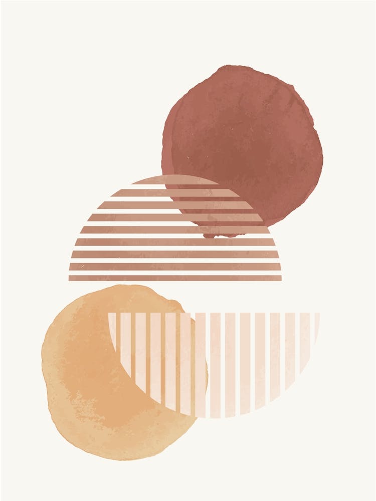 Boho Abstract Wall Art Flat Design Sun Moon Plants B