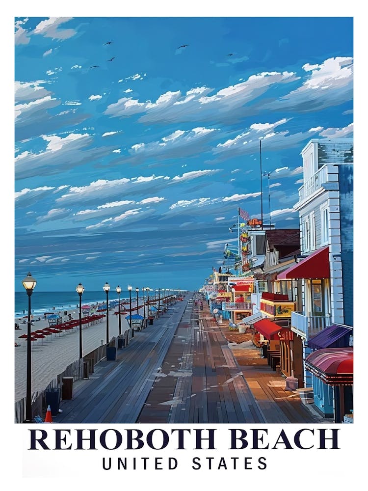 Rehoboth Beach Wall Art Boardwalk Print Rehoboth Beach Art Rehoboth Beach Print Rehoboth Poster Rehoboth Beach Painting(1)